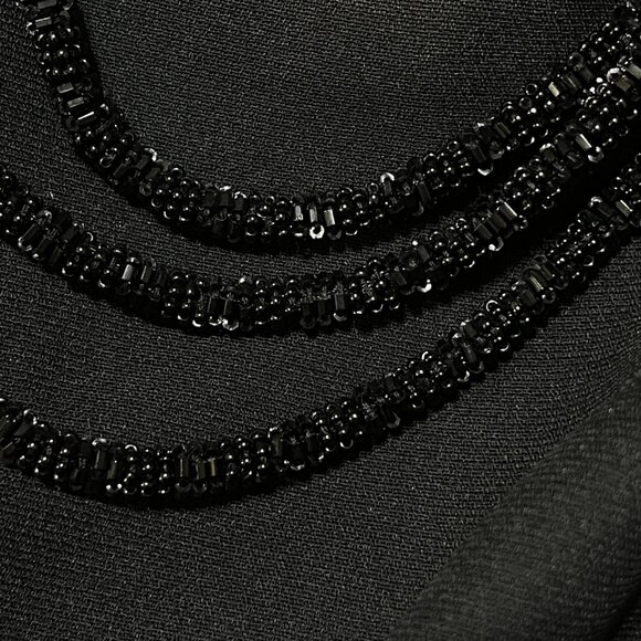 Liz Claiborne NIGHT Evening Gown Dress Maxi Black Beaded Neck Size 4 (READ) - Picture 4 of 10